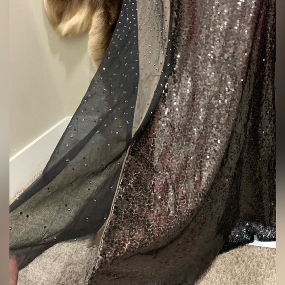 Black Sequins & Beads One Shoulder Evening Dress, Stunning Black Evening Gown - Picture 14 of 14